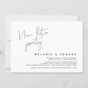 Invitation Elopement Mariage moderne, maintenant fêtons