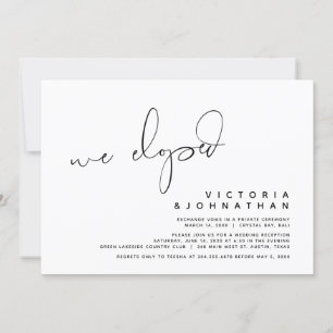 Invitation Elopement Mariage moderne, Surprise, nous avons fu