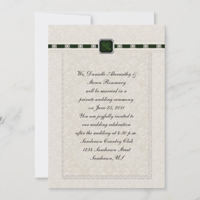 Invitation Emarld Ribbons & Lace Post Mariage (Devant)