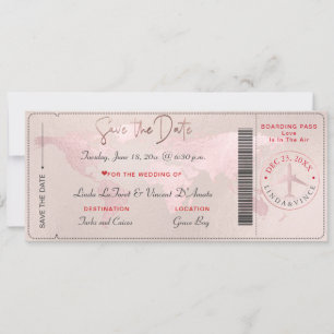 Invitation Embarquement Pass Enregistrer la date, Blush World