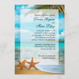 Invitation Embellie du couple d'étoiles de mer Faux Vellum