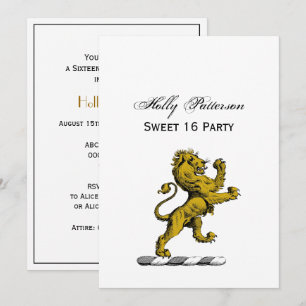 Invitation Emblème de crête de lion héraldique debout C