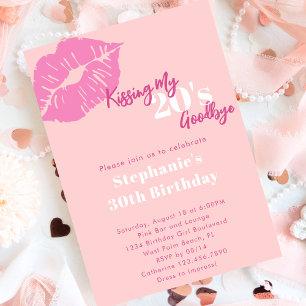 Invitation Embrasser mes 20 ans Adieu Blush Pink 30e annivers