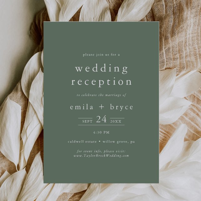 Invitation EMELIA Rustique Simple Sage Nature Réception de ma (EMELIA Rustic Simple Sage Nature Wedding Reception Invitation)