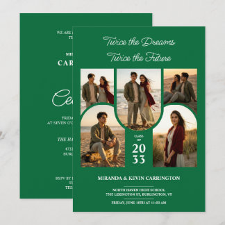Invitation Emeral Arched Collage Double Diplômés Twin TMF26