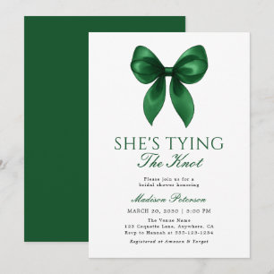 Invitation Emerald Bow Elle Noue le Nœud Réception de Mariage