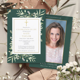 Invitation Emerald Celebration of Life Funeral Photo