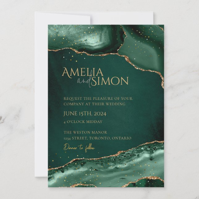 Invitation Emerald et Gold Left Dark (Devant)