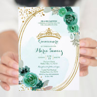 Emerald et Hunter Green Roses Quinceanera