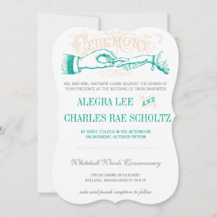 Invitation Emerald et Peach Moderne Typographie Vintage Invit