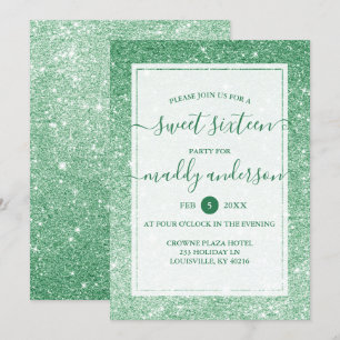 Invitation Emerald Faux Paillettes Elégant Anniversaire Sweet