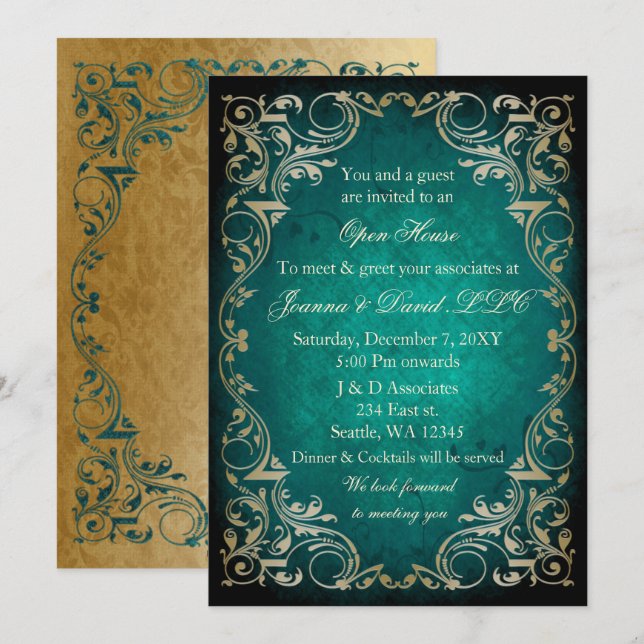 Invitation Emerald Gold Business Corporate Party (Devant / Derrière)