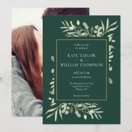 Invitation Emerald Gold Elegant Green Mariage photo