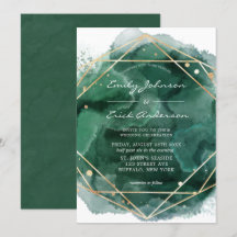 Emerald Green Aquarelle or Mariage géométrique