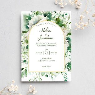 Invitation Emerald Green Botanical Floral Mariage