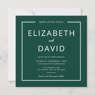 Invitation Emerald Green Elegant moderne minimaliste Mariage