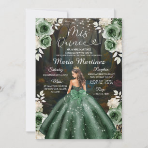 Invitation Emerald Green Enchanted Forest Princess Mis Quince