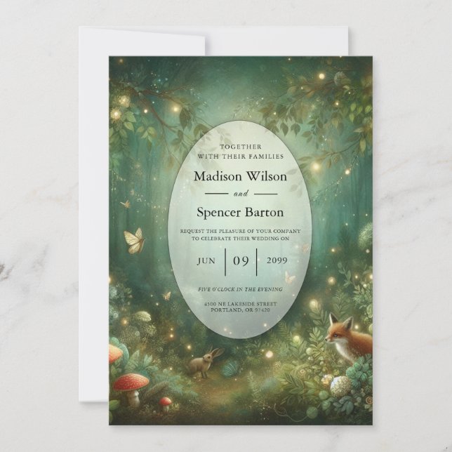 Invitation Emerald Green Enchanted Forest Wedding (Devant)