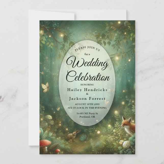 Invitation Emerald Green Enchanted Forest Wedding (Devant)