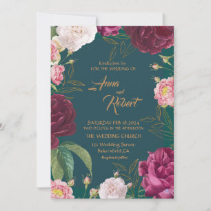 Invitation Emerald Green et or Floral Mariage