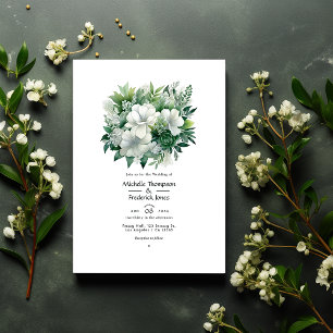 Invitation Emerald Green et Silver Floral Mariage