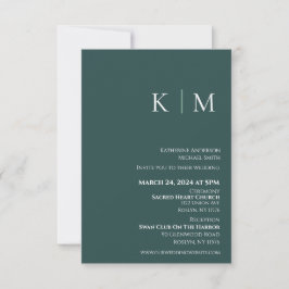 Invitation Emerald Green et White-Monogram-Mariage-