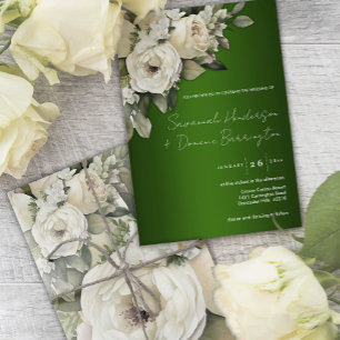 Invitation Emerald Green et White Rose Mariage