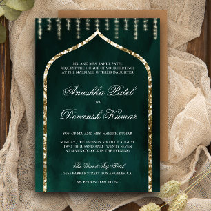 Invitation Emerald Green Ethnic Indian Arch Mariage