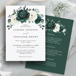 Invitation Emerald Green Eucalyptus Blanc Floral Mariage