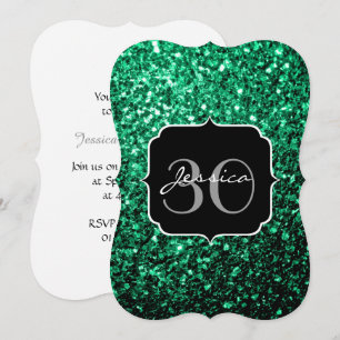 Invitation Emerald Green fausse parties scintillant scintille