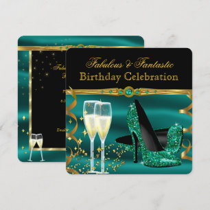 Invitation Emerald Green Fête d'anniversaire talons