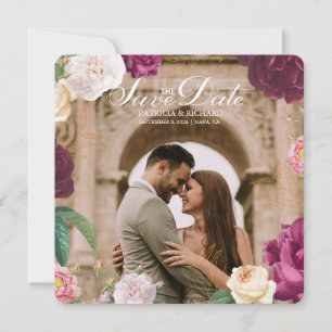 Invitation Emerald Green Floral Photo Wedding Enregistrer la 
