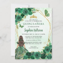 Emerald Green Floral Princess Quinceañera