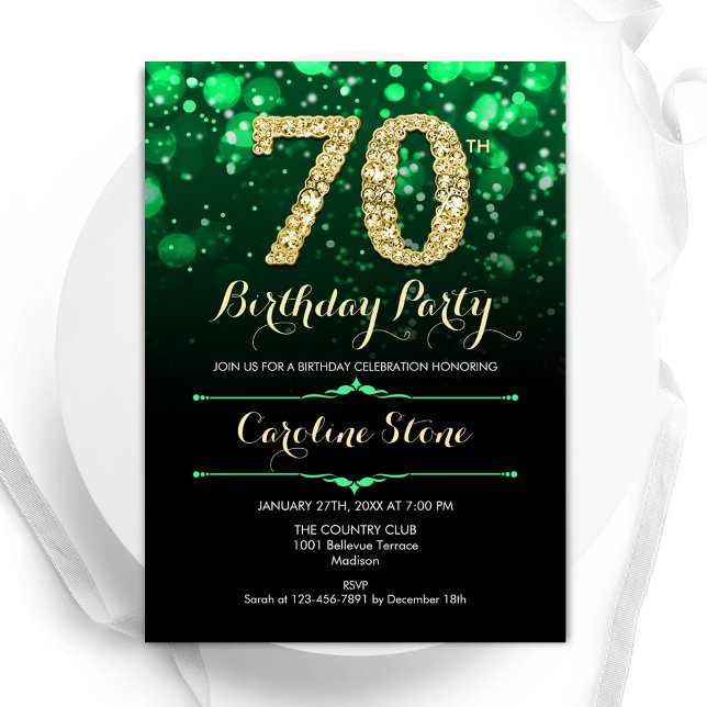 Invitation Emerald Green Gold 70e anniversaire (Créateur téléchargé)