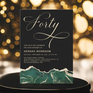 Invitation Emerald Green Gold Agate 40e Quarante Anniversaire