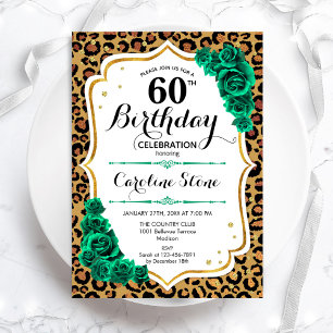 Invitation Emerald Green Gold Empreinte de léopard 60e annive