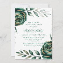 Emerald Green & Gold Floral Engagement Party