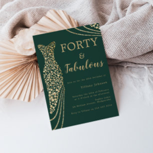 Invitation Emerald Green & Gold Quarty & Fab 40e anniversaire