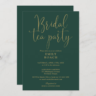 Invitation Emerald Green Gold Script Bridal Tea Party Douche