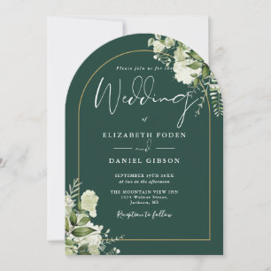 Invitation Emerald Green Green Gold Arch Mariage