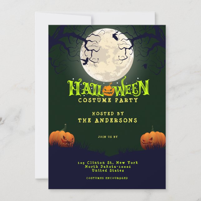 Invitation Emerald Green Halloween Costume Party (Devant)