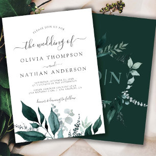 Invitation Emerald Green Jardin vert Monogramme Mariage