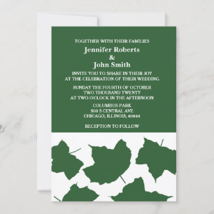 Invitation Emerald Green Leaf White Boho Mariage tendance