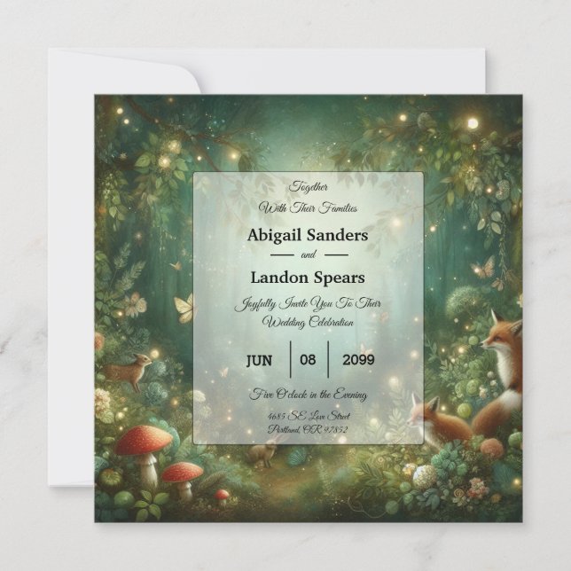 Invitation Emerald Green Mariage forestier enchanté (Devant)