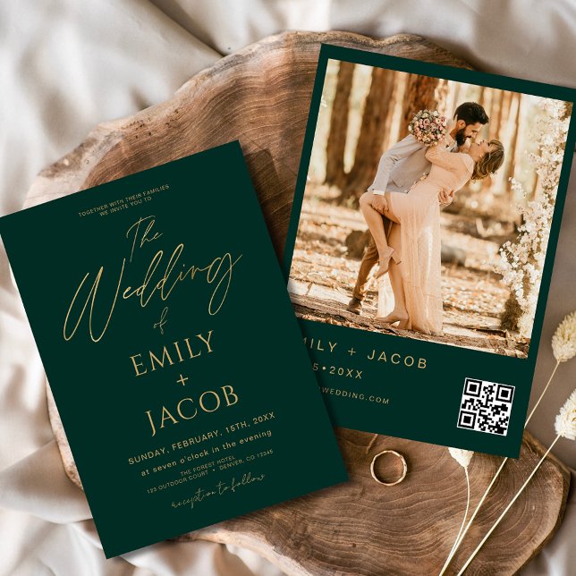 Invitation Emerald Green Mariage QR Code photo (Créateur téléchargé)