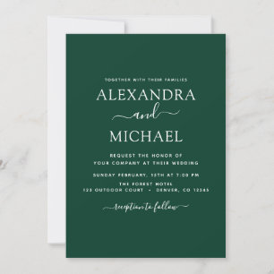 Invitation Emerald Green Mariage Typographie moderne Invitati