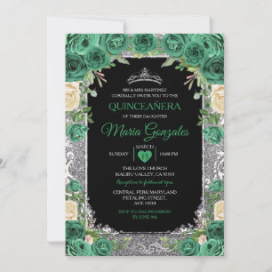 Invitation Emerald Green Mexicaine Charra Mis Quince Butterfl