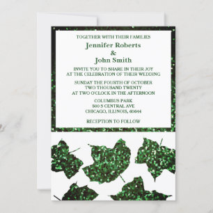 Invitation Emerald Green Parties scintillant laisse un mariag