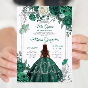 Invitation Emerald Green Quinceanera Parties scintillant de c