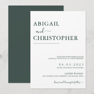 Invitation Emerald Green Romantic Simple Mariage